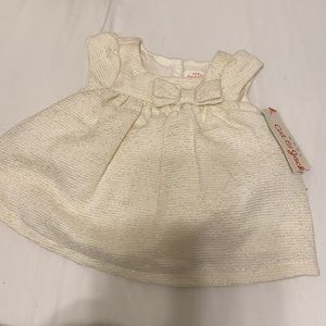NWT Cat & Jack Ivory Tweed with Gold Dress Newborn